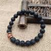 Pulsera Sanadora de Piedra Volcánica y Piedra de Sol Azul Lava Rock Blue Sandstone Healing Bracelet