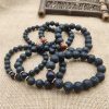 Pulsera Sanadora de Piedra Volcánica y Piedra de Sol Azul Lava Rock Blue Sandstone Healing Bracelet