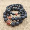 Pulsera Sanadora de Piedra Volcánica y Piedra de Sol Azul Lava Rock Blue Sandstone Healing Bracelet