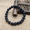 Pulsera Sanadora de Piedra Volcánica y Piedra de Sol Azul Lava Rock Blue Sandstone Healing Bracelet