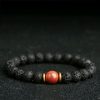 Pulsera Sanadora de Piedra Volcánica y Piedra de Sol Azul Lava Rock Blue Sandstone Healing Bracelet