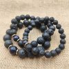 Pulsera Sanadora de Piedra Volcánica y Piedra de Sol Azul Lava Rock Blue Sandstone Healing Bracelet