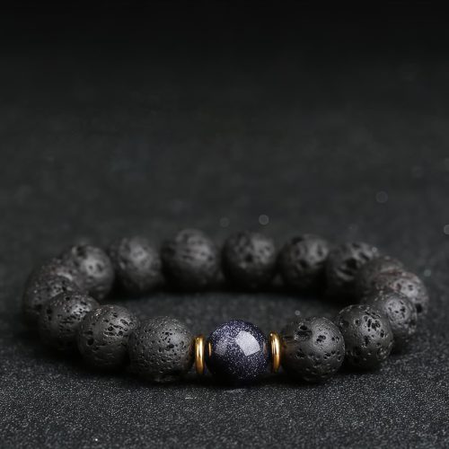Lava Rock Blue Sandstone Healing Bracelet