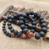 Pulsera Sanadora de Piedra Volcánica y Piedra de Sol Azul Lava Rock Blue Sandstone Healing Bracelet