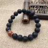 Pulsera Sanadora de Piedra Volcánica y Piedra de Sol Azul Lava Rock Blue Sandstone Healing Bracelet