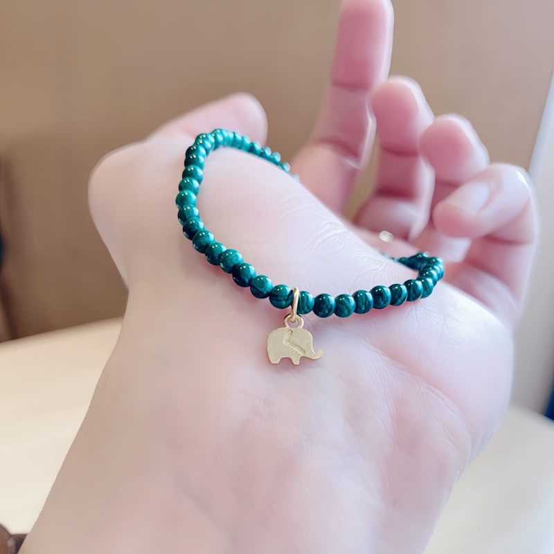 Natural Malachite Elephant Charm Bracelet Natural Malachite Elephant Charm Bracelet