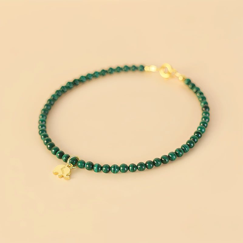 Natural Malachite Elephant Charm Bracelet Natural Malachite Elephant Charm Bracelet
