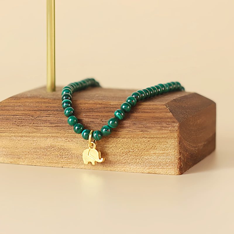 Natural Malachite Elephant Charm Bracelet Natural Malachite Elephant Charm Bracelet