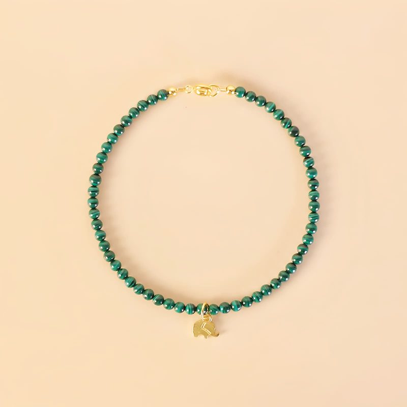 Natural Malachite Elephant Charm Bracelet Natural Malachite Elephant Charm Bracelet