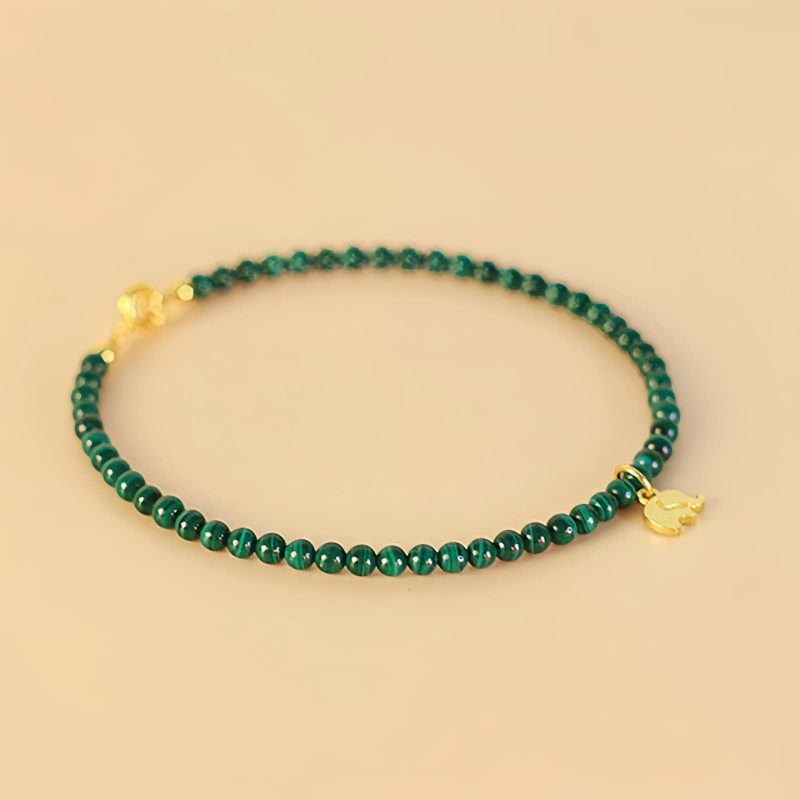 Natural Malachite Elephant Charm Bracelet Natural Malachite Elephant Charm Bracelet
