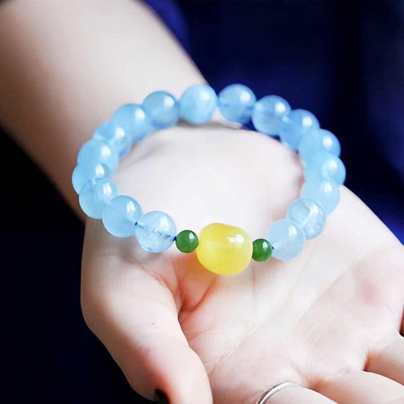 Natural Aquamarine Amber Healing Bracelet Natural Aquamarine Amber Healing Bracelet