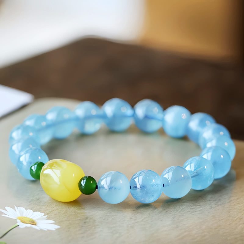 Natural Aquamarine Amber Healing Bracelet Natural Aquamarine Amber Healing Bracelet