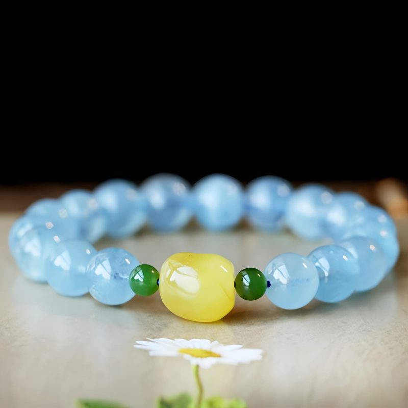 Natural Aquamarine Amber Healing Bracelet Natural Aquamarine Amber Healing Bracelet