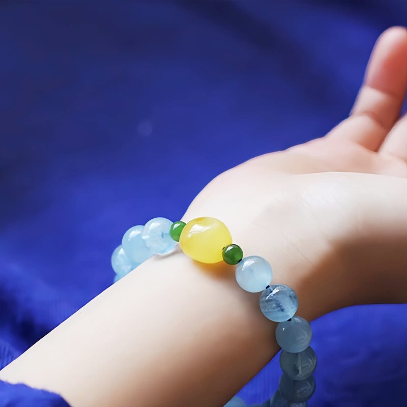 Natural Aquamarine Amber Healing Bracelet Natural Aquamarine Amber Healing Bracelet