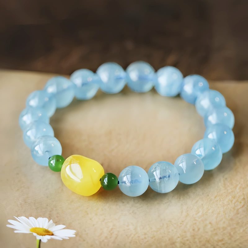 Natural Aquamarine Amber Healing Bracelet Natural Aquamarine Amber Healing Bracelet