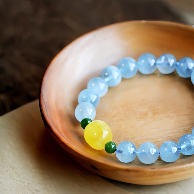 Natural Aquamarine Amber Healing Bracelet Natural Aquamarine Amber Healing Bracelet