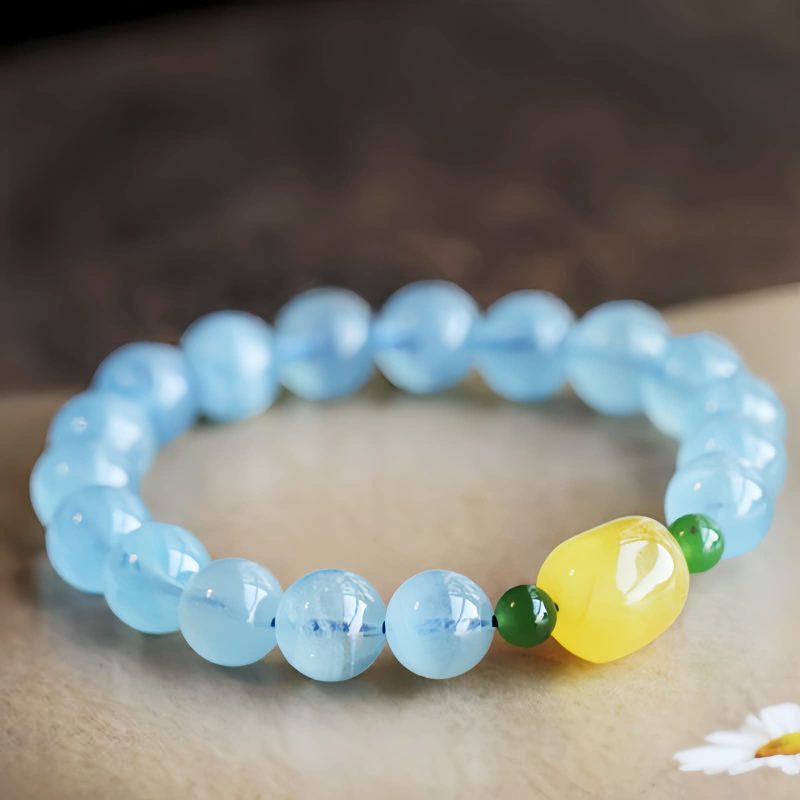 Natural Aquamarine Amber Healing Bracelet Natural Aquamarine Amber Healing Bracelet