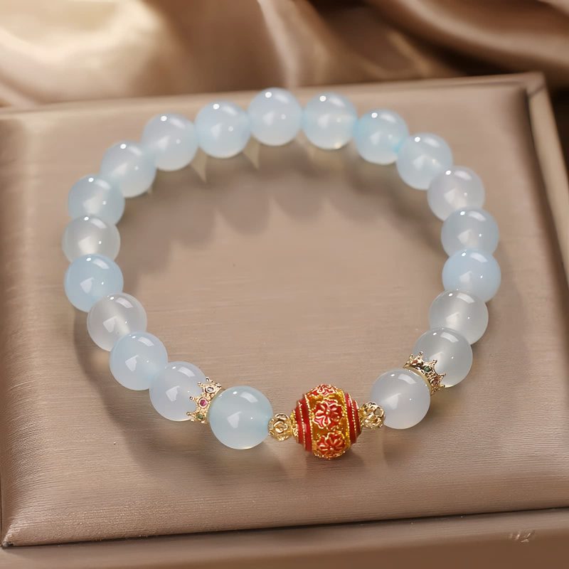 Natural Aquamarine Healing Flower Energy Bracelet Natural Aquamarine Healing Flower Energy Bracelet