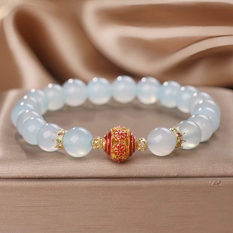 Natural Aquamarine Healing Flower Energy Bracelet Natural Aquamarine Healing Flower Energy Bracelet