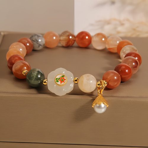 Natural Hetian Jade Luck Bracelet with Pearl Natural Hetian Jade Luck Bracelet with Pearl