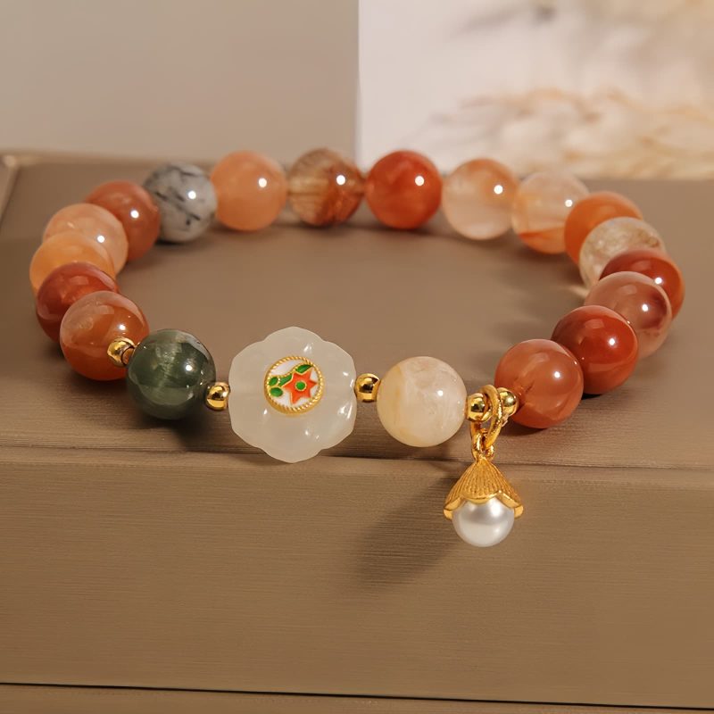 Glücksarmband aus natürlicher Hetian-Jade mit Perlen Natural Hetian Jade Luck Bracelet with Pearl