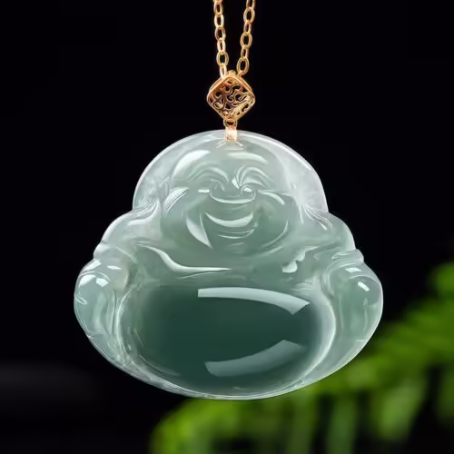 Natural Jade Laughing Buddha Pendant - 1 Natural Jade Laughing Buddha Pendant - 1