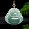 Natural Jade Laughing Buddha Pendant - 6