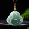 Natural Jade Laughing Buddha Pendant - 8