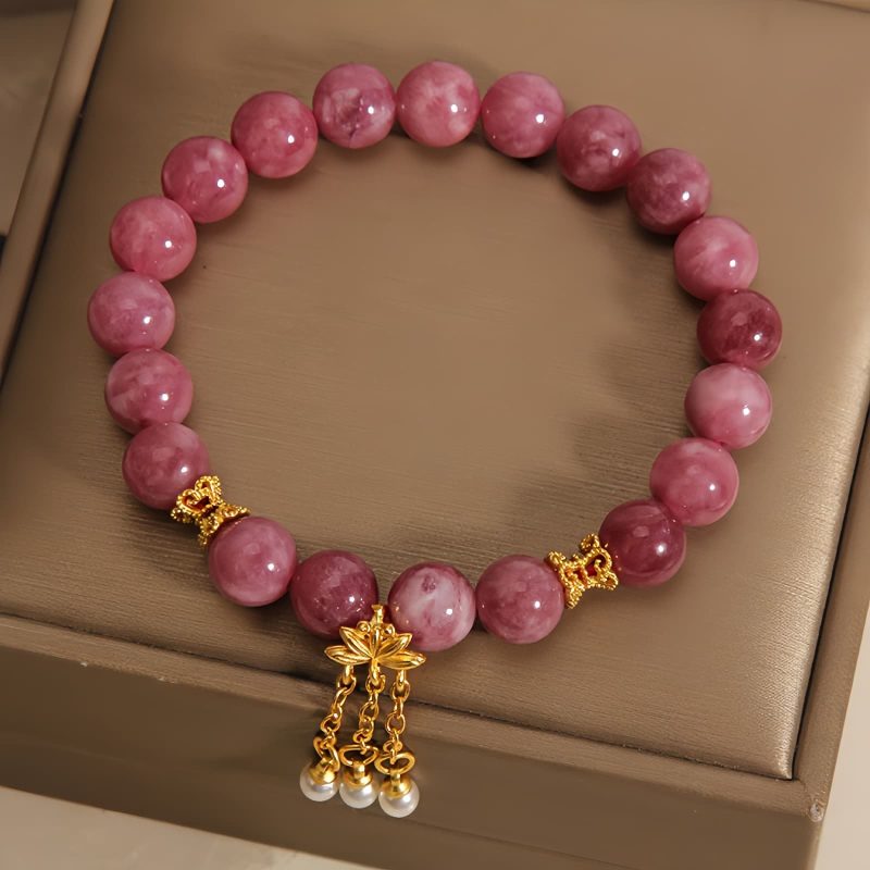 Pink Tourmaline Lotus Flower Bracelet Pink Tourmaline Lotus Flower Bracelet