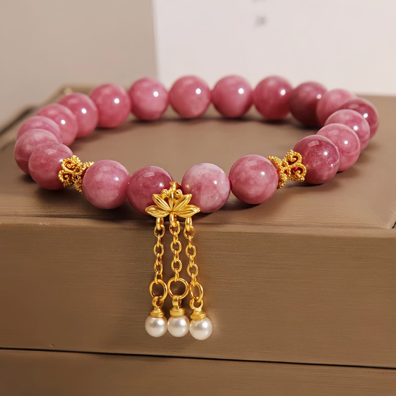 Pink Tourmaline Lotus Flower Bracelet Pink Tourmaline Lotus Flower Bracelet