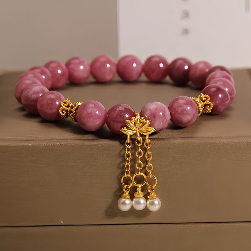 Pink Tourmaline Lotus Flower Bracelet Pink Tourmaline Lotus Flower Bracelet
