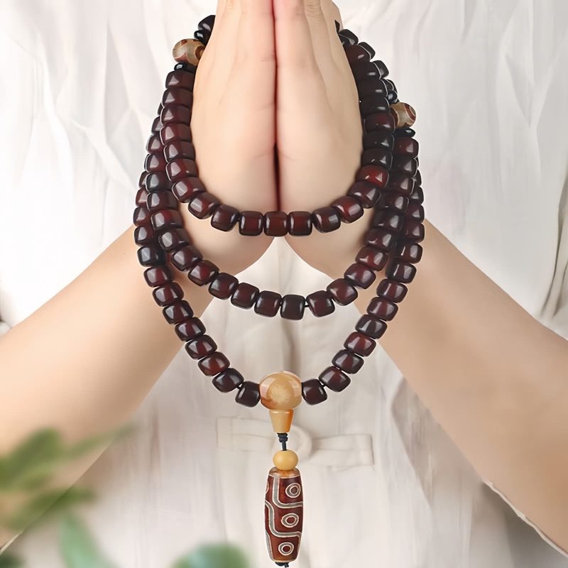 Three-Eyed Dzi Bead & Jade Luck Bracelet Three-Eyed Dzi Bead & Jade Luck Bracelet