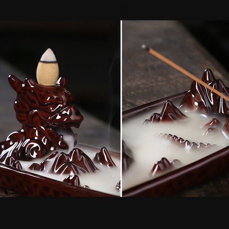 Tibetan Ceramic Dragon Mountain Incense Burner Tibetan Ceramic Dragon Mountain Incense Burner - 18