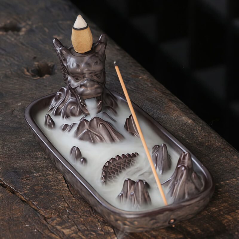 Tibetan Ceramic Dragon Mountain Incense Burner Tibetan Ceramic Dragon Mountain Incense Burner - 3