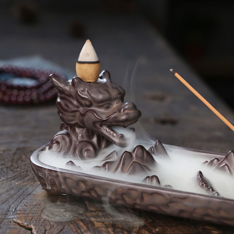 Tibetan Ceramic Dragon Mountain Incense Burner Tibetan Ceramic Dragon Mountain Incense Burner - 9