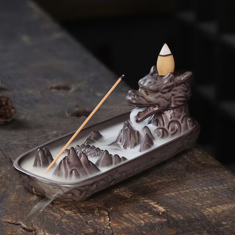 Tibetan Ceramic Dragon Mountain Incense Burner Tibetan Ceramic Dragon Mountain Incense Burner - 2