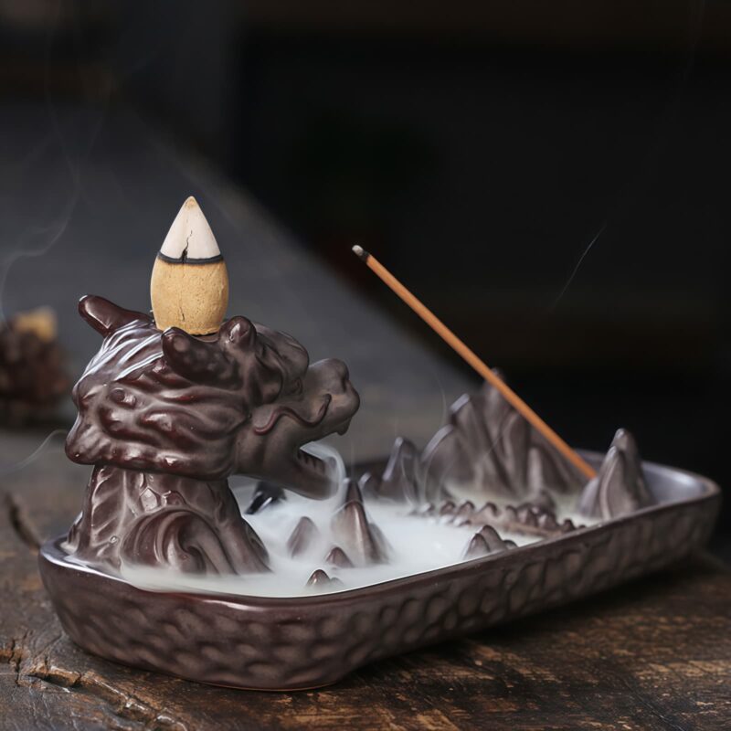 Tibetan Ceramic Dragon Mountain Incense Burner Tibetan Ceramic Dragon Mountain Incense Burner - 7