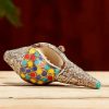 チベット職人謹製 天然彩色シャンカ(法螺貝)|豊かさを招く聖なるインテリア Tibetan Handmade Natural Colorful Shankha Wealth Home Decor