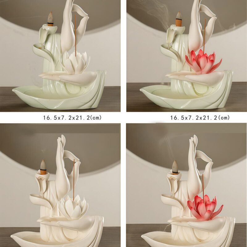 Tibetischer Lotus-Räuchergefäß aus Lila Tonerde Tibetan Purple Clay Lotus Incense Burner - 21