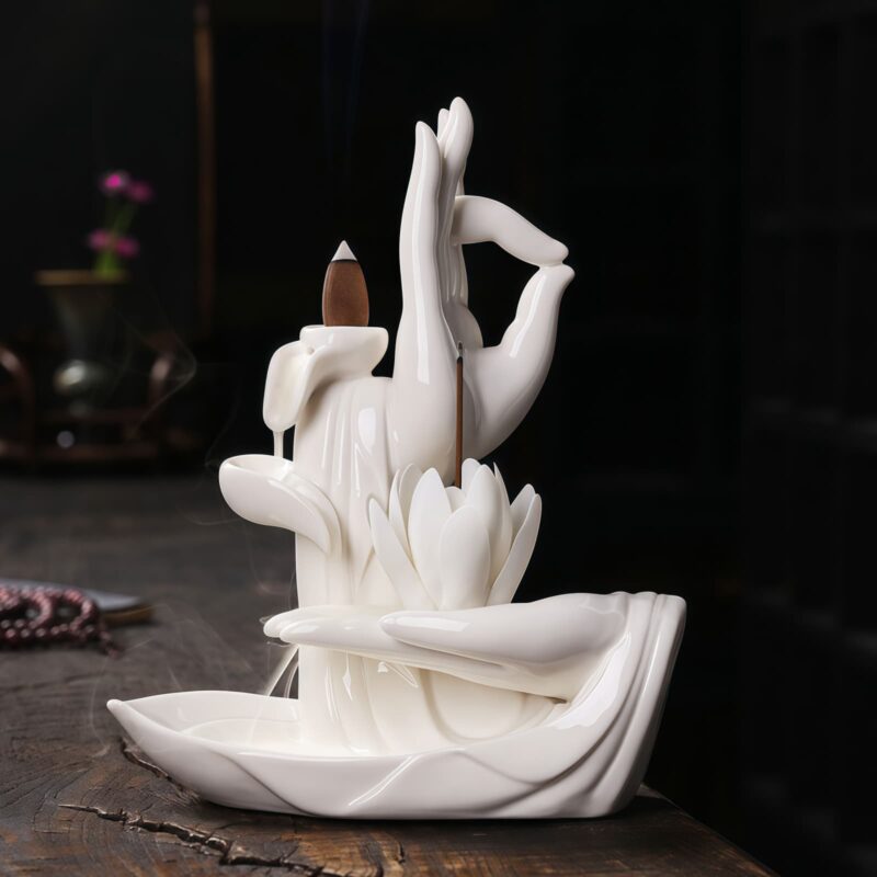 Tibetischer Lotus-Räuchergefäß aus Lila Tonerde Tibetan Purple Clay Lotus Incense Burner - 16