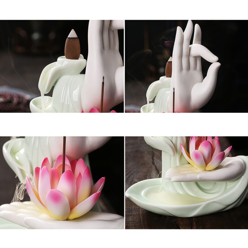 Tibetischer Lotus-Räuchergefäß aus Lila Tonerde Tibetan Purple Clay Lotus Incense Burner - 6