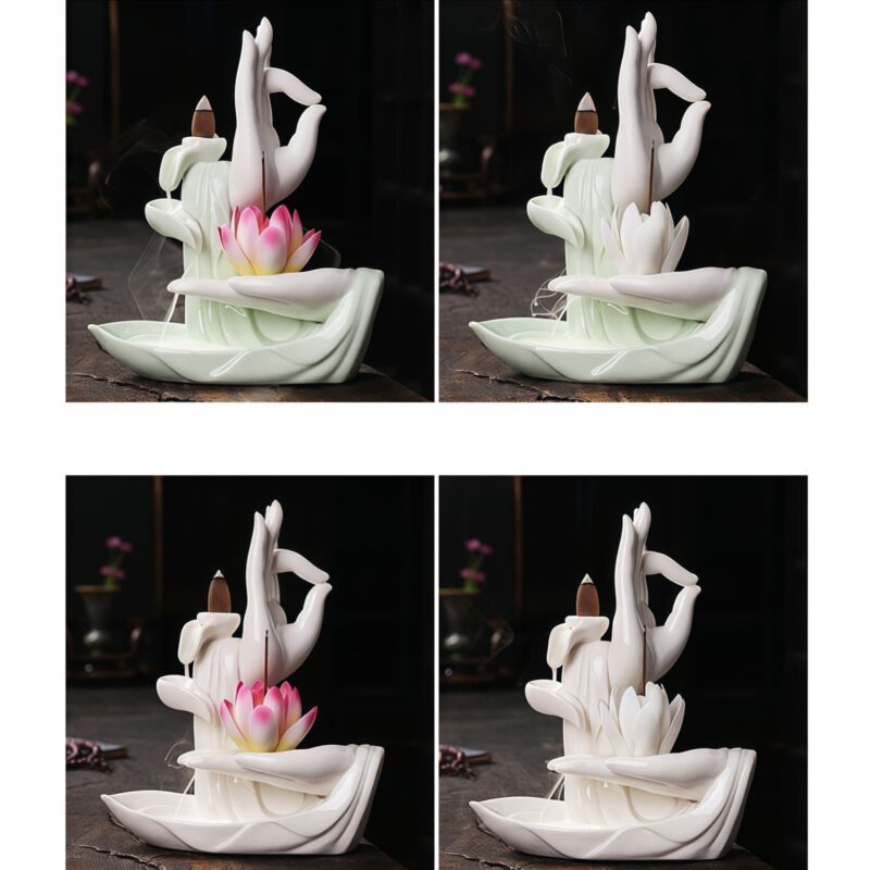Tibetischer Lotus-Räuchergefäß aus Lila Tonerde Tibetan Purple Clay Lotus Incense Burner - 20