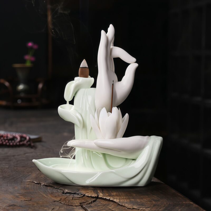 Tibetischer Lotus-Räuchergefäß aus Lila Tonerde Tibetan Purple Clay Lotus Incense Burner - 8