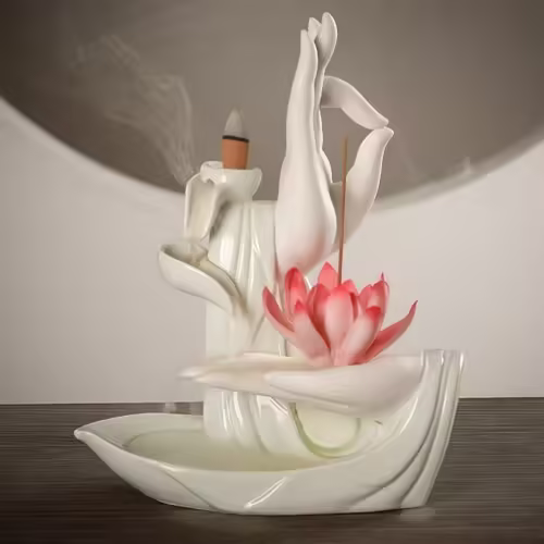Tibetischer Lotus-Räuchergefäß aus Lila Tonerde Tibetischer Lotus-Räuchergefäß aus Lila Tonerde