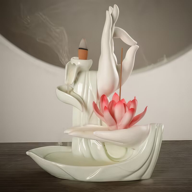 Tibetischer Lotus-Räuchergefäß aus Lila Tonerde Tibetan Purple Clay Lotus Incense Burner - 2