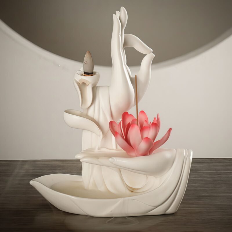 Tibetischer Lotus-Räuchergefäß aus Lila Tonerde Tibetan Purple Clay Lotus Incense Burner - 12