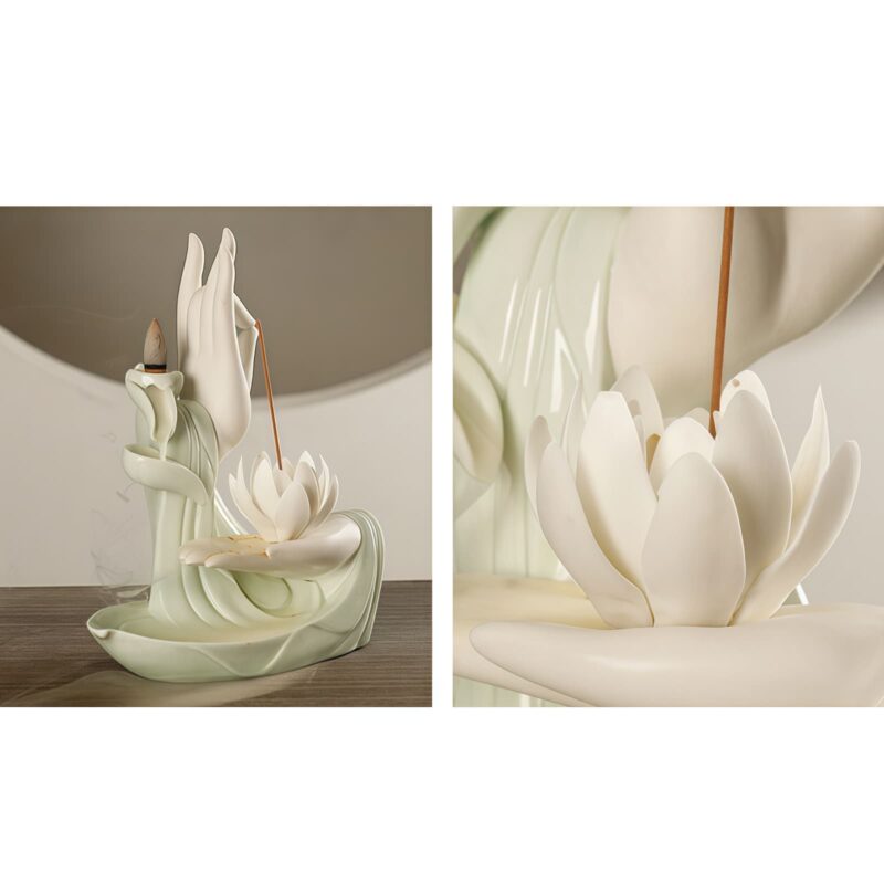 Tibetischer Lotus-Räuchergefäß aus Lila Tonerde Tibetan Purple Clay Lotus Incense Burner - 10