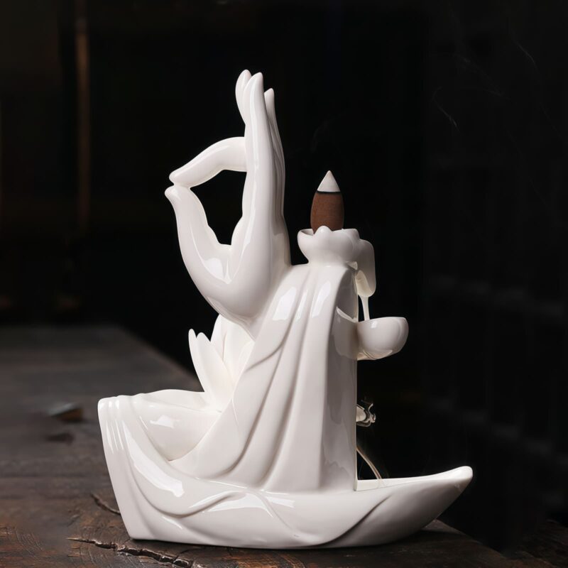 Tibetischer Lotus-Räuchergefäß aus Lila Tonerde Tibetan Purple Clay Lotus Incense Burner - 18