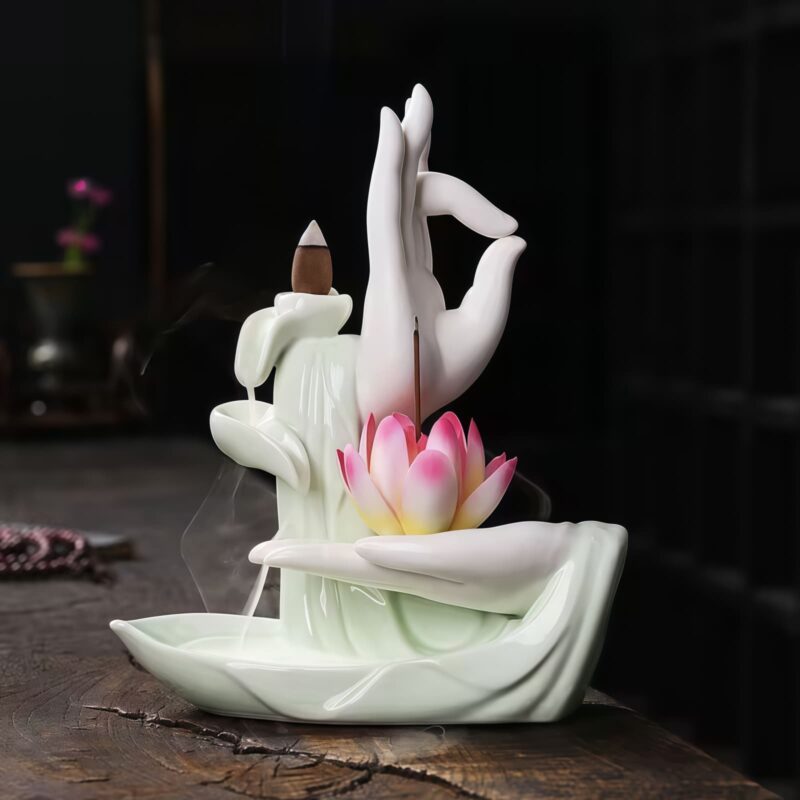 Tibetischer Lotus-Räuchergefäß aus Lila Tonerde Tibetan Purple Clay Lotus Incense Burner - 1