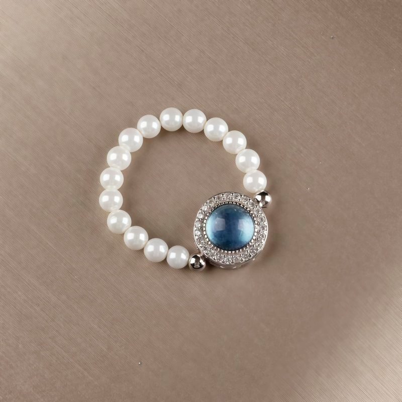 Tibetan 925 Silver Pearl Blue Chalcedony Healing Bracelet Tibetan 925 Silver Pearl Blue Chalcedony Healing Bracelet
